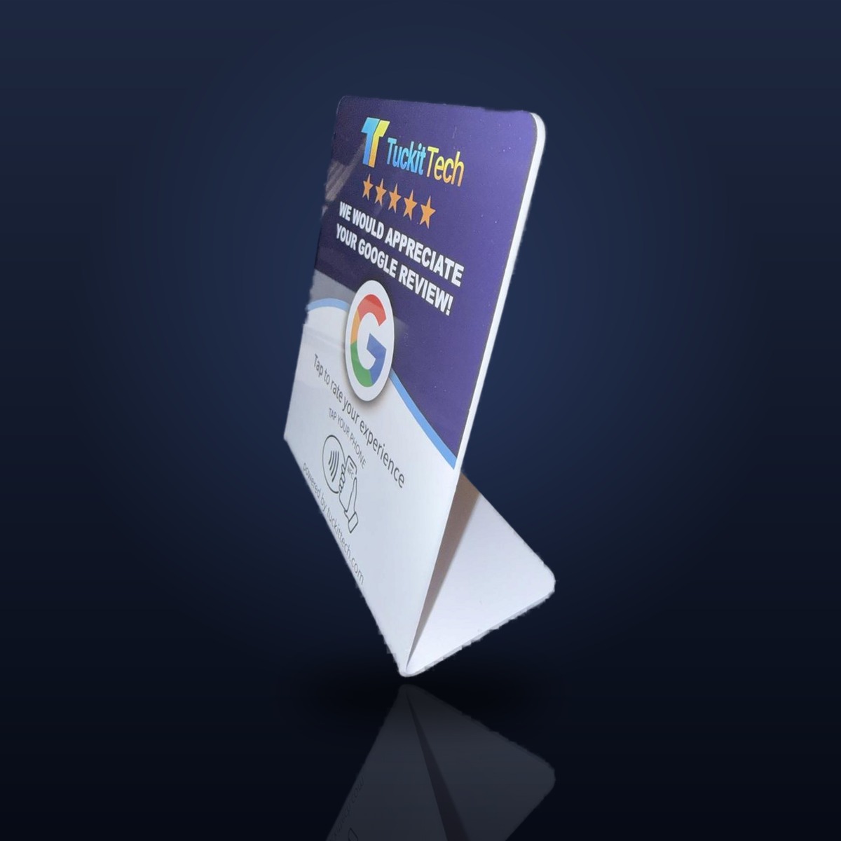 The TuckitTech NFC + QR Review Plaque
